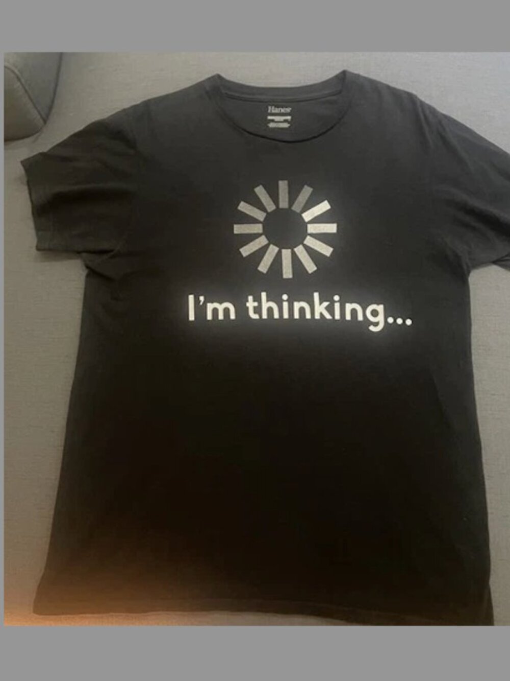 Hanes Men's I'm Thinking Loading Wheel Graphic T-Shirt Black Size M